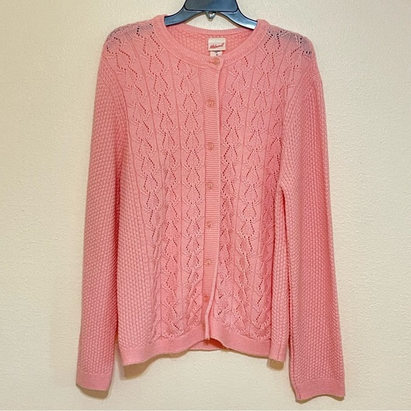 Vintage Haband Pink Knit Cardigan Sweater Size Medium - Picture 1 of 11